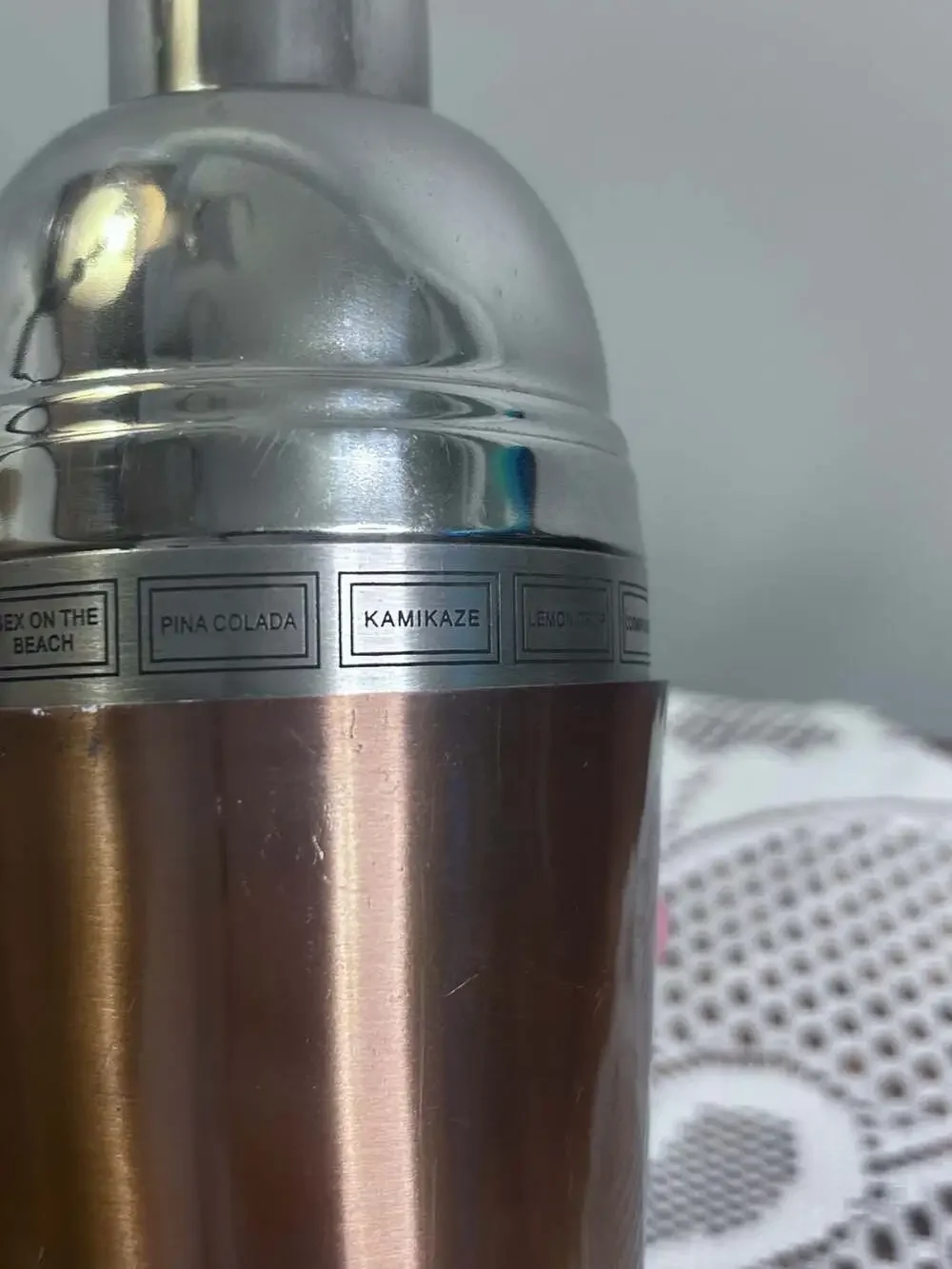 Dial-A-Drink Copper Cocktail Shaker Stainless Steel Recipe Shaker